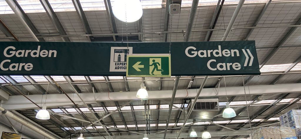 Safety Path Exit Sign in Bunnings Warehouse Store