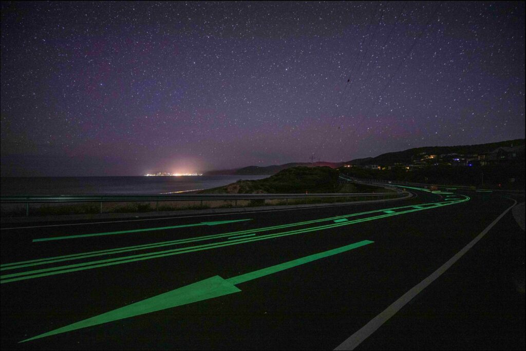 Great Ocean Road Moggs Creek Luminescent Linemarking by Safety Path