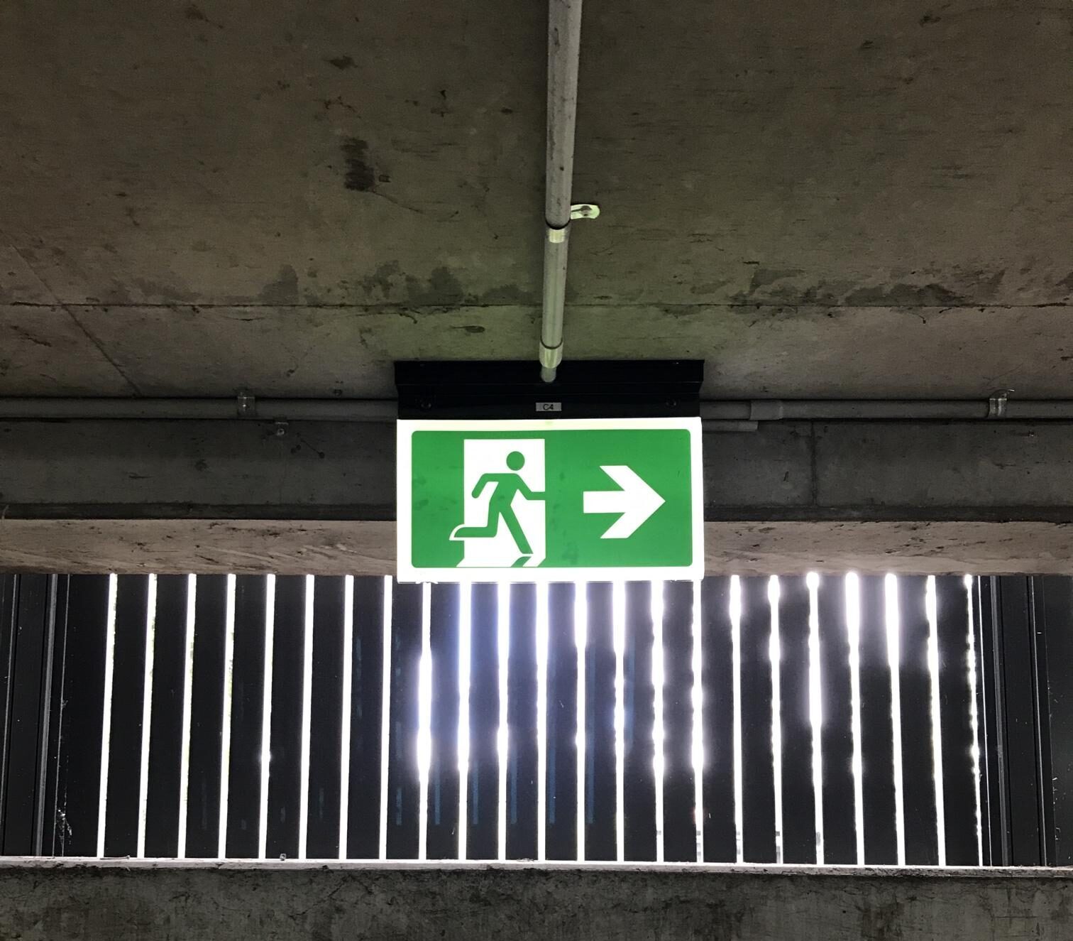 Safety Path Hybrid LED Exit Sign in Royal Yarra Lawn Tennis Club carpark
